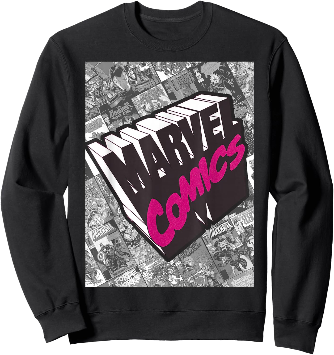Marvel Comics Logo Comic Book Fill Panel Sweatshirt - Sweatshirt | Black