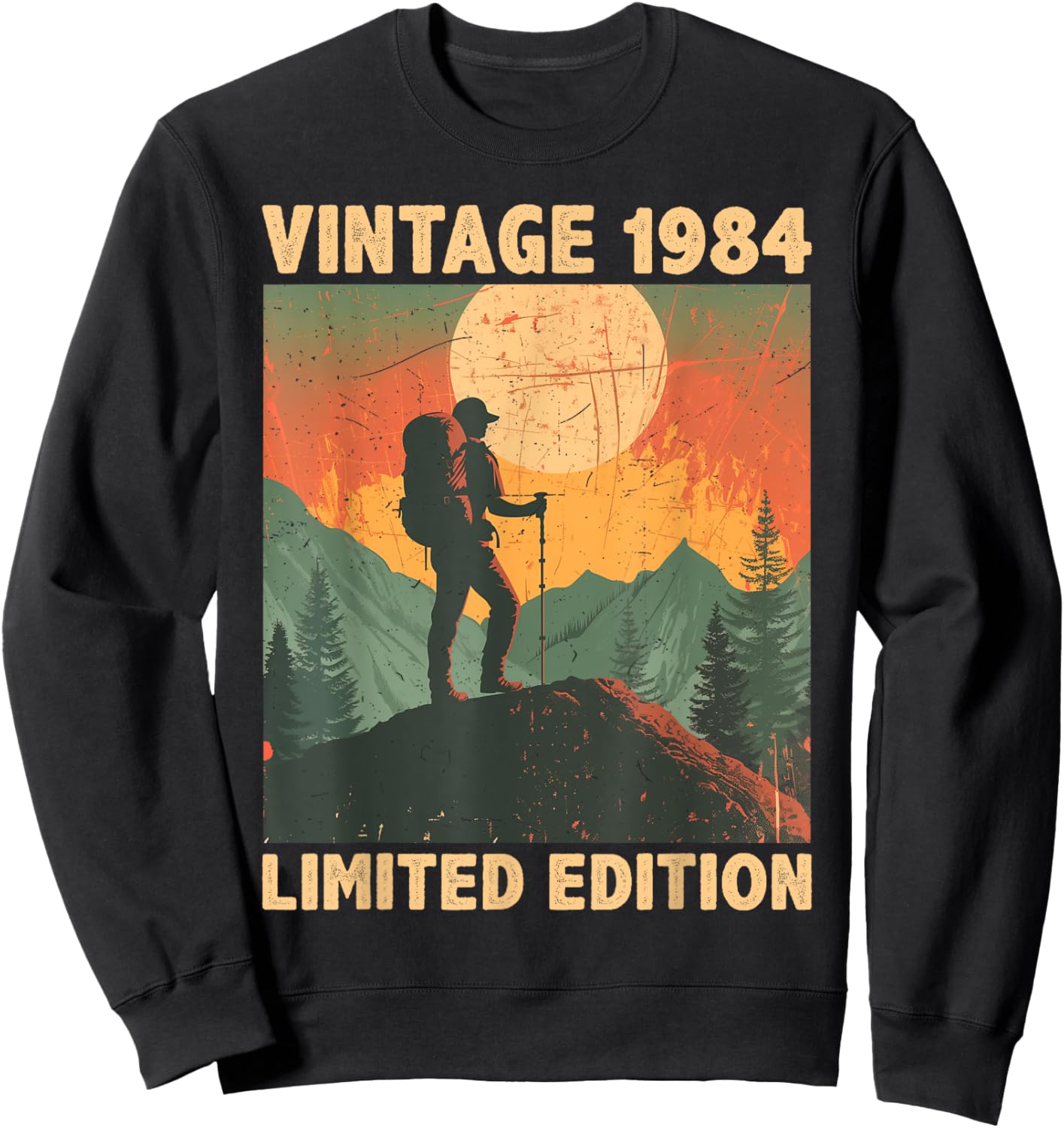 40 Years Old Gift Vintage 1984 Hiking Lover 40th Birthday Sweatshirt - Sweatshirt | Black