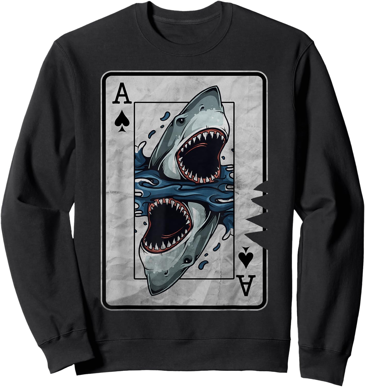 Poker Card Great White Shark Sweatshirt - Sweatshirt | Black