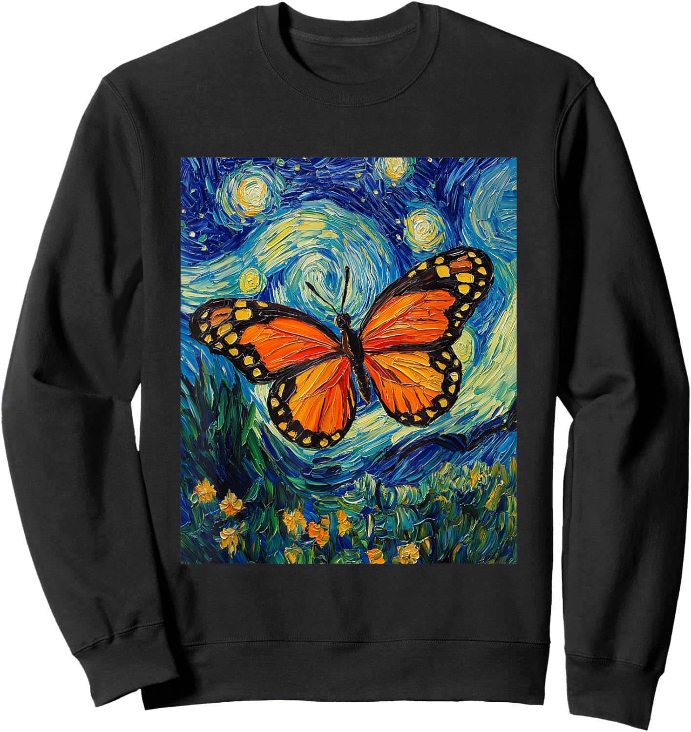 Cute Butterfly - Van Gogh Style - Starry Night Sweatshirt - Sweatshirt | Black