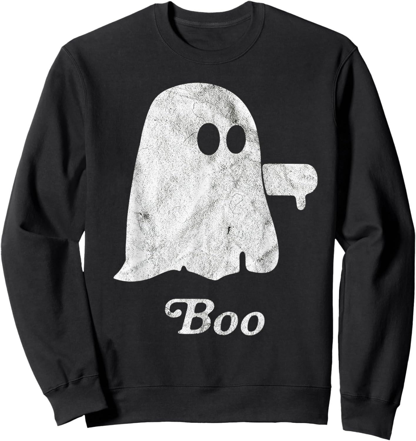 Boo Ghost Disapproval Ghost Halloween Funny Lazy Costume Sweatshirt - Sweatshirt | Black