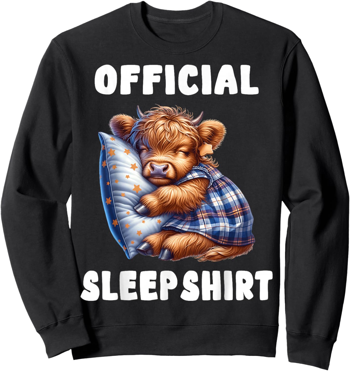 Highland_cow - Official Sleepshirt Pajamas Nightgown Sweatshirt - Sweatshirt | Black