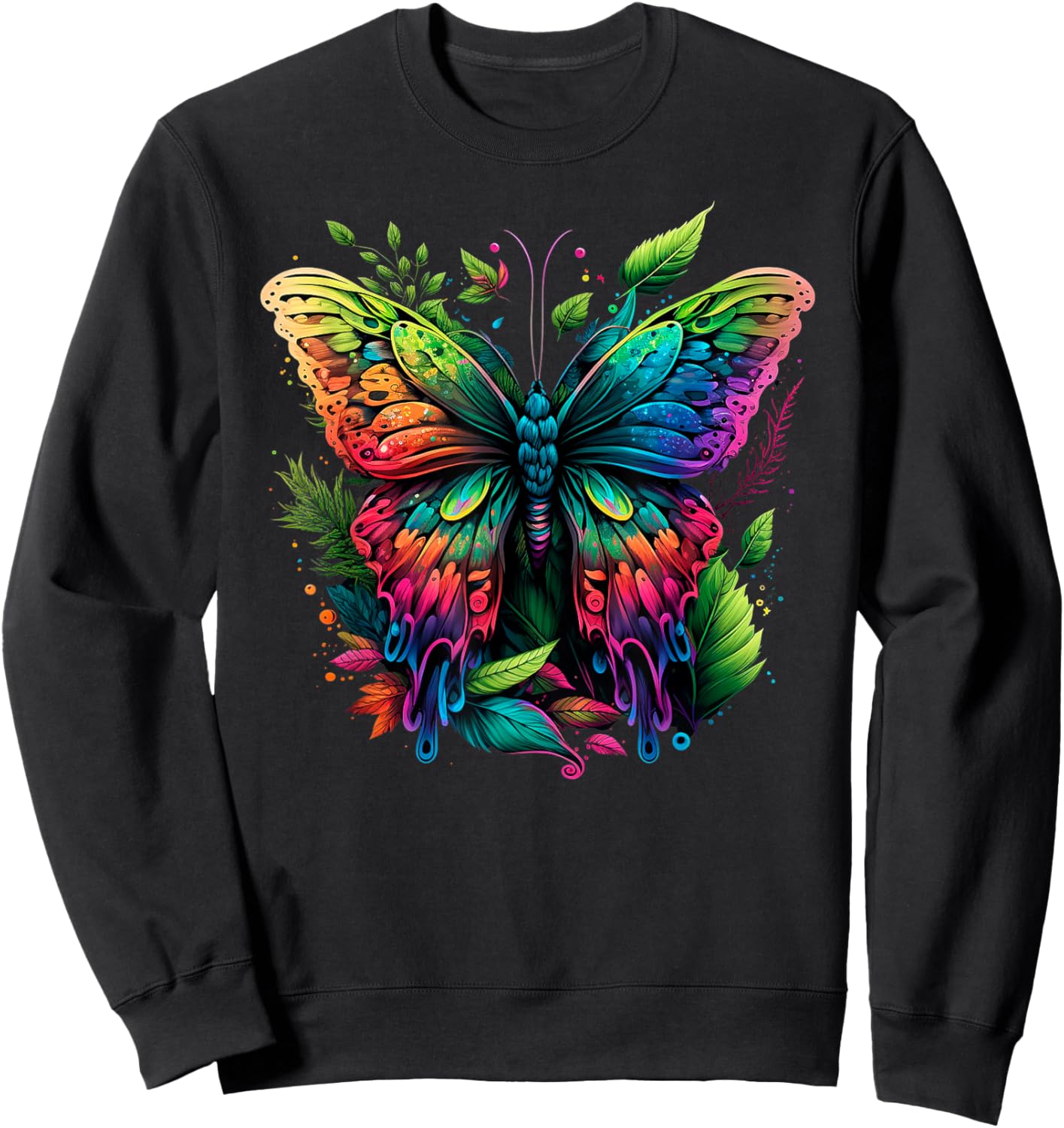 Rainbow Butterfly Colorful Butterfly Lover Girls Sweatshirt - Sweatshirt | Black