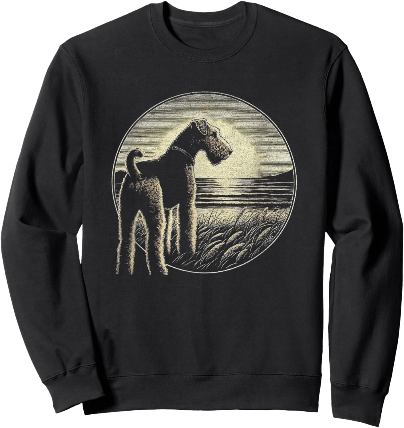 Vintage Airedale Terrier Retro Scene Dog Art Design Sweatshirt - Sweatshirt | Black