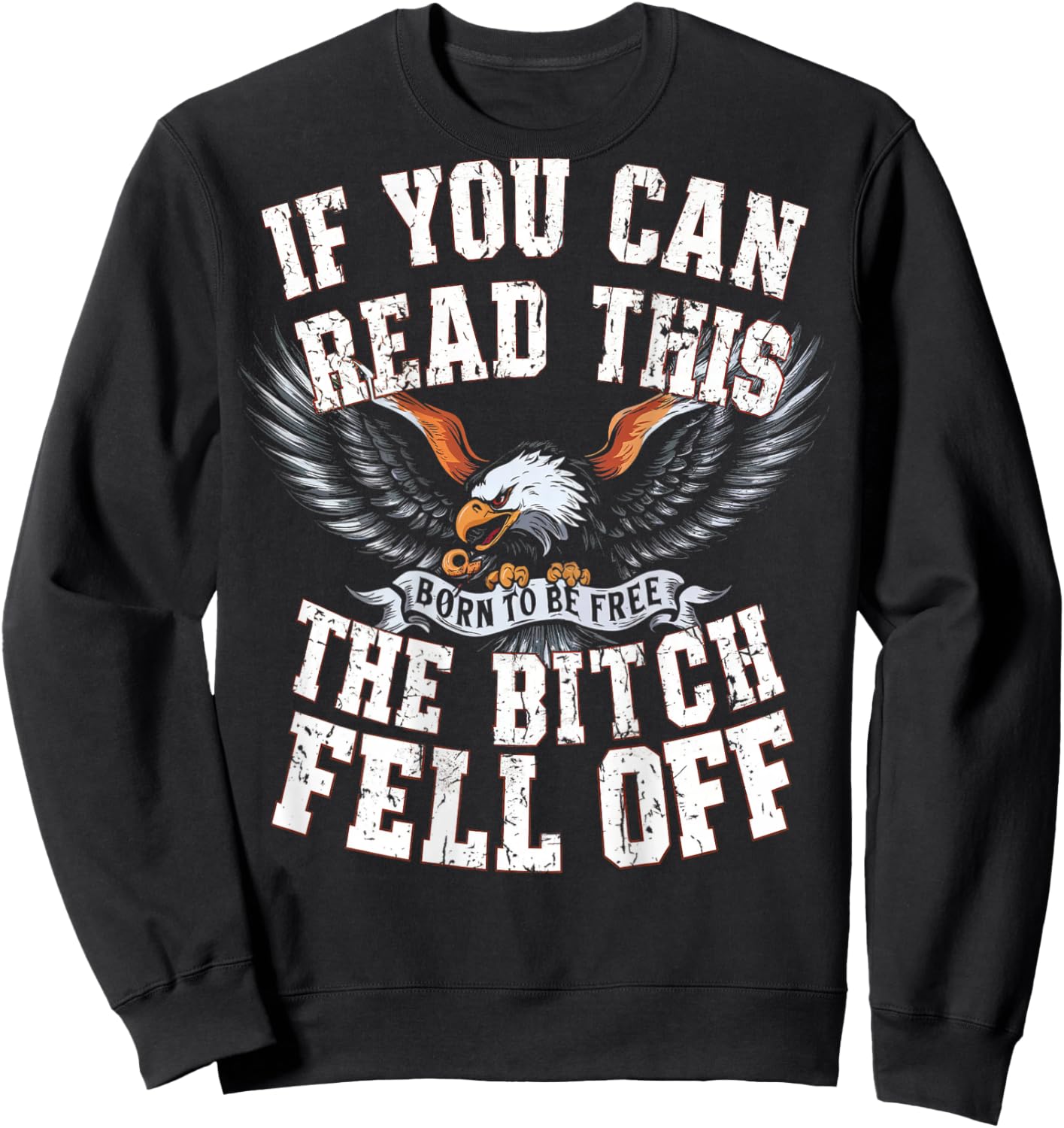 Funny Motocross Dirt Bike Bikers Awesome Motorbike If You Can Read This The Bitch Fell Off Biker Back Print Black Modern Short Sleeve Sweatshirt - Sweatshirt | Black
