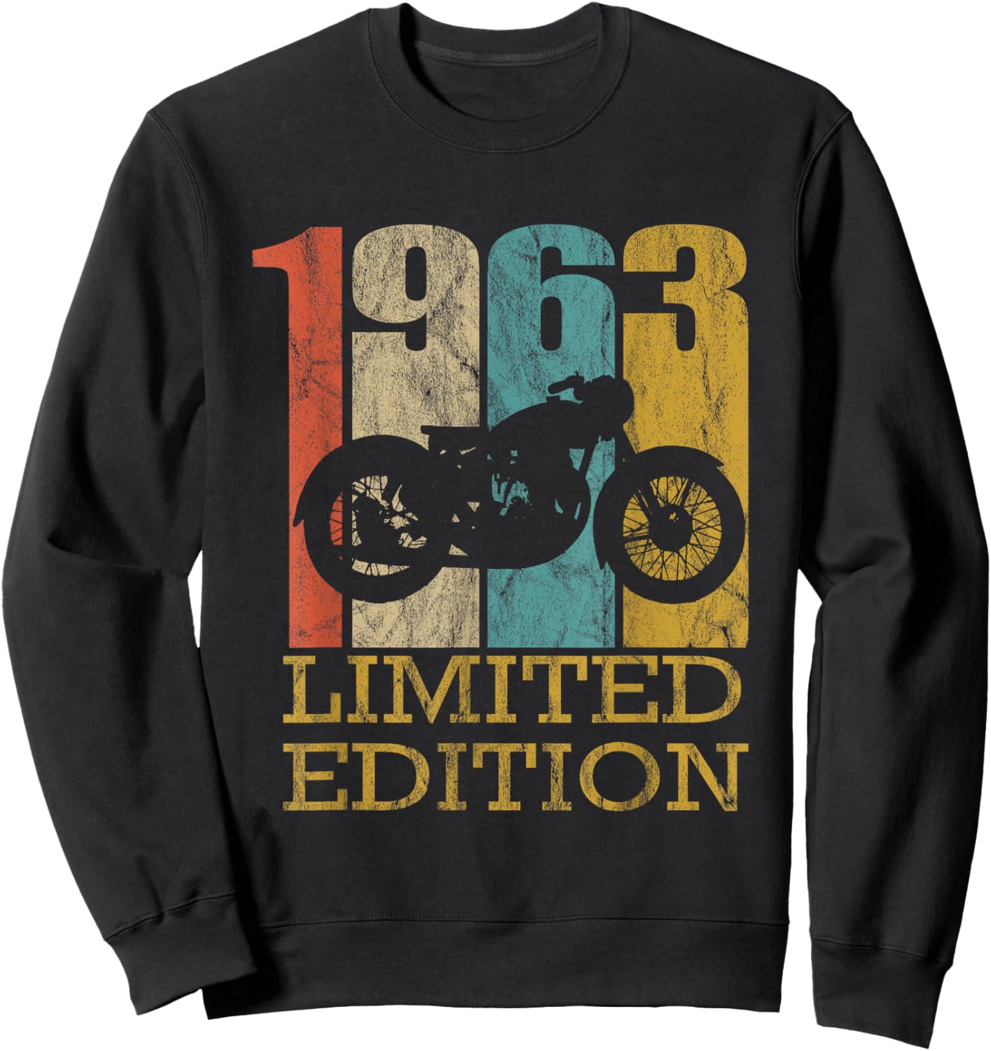 Bike Men's Retro Motorcycle , Black, Small, Short Sleeve Sweatshirt - Sweatshirt | Black