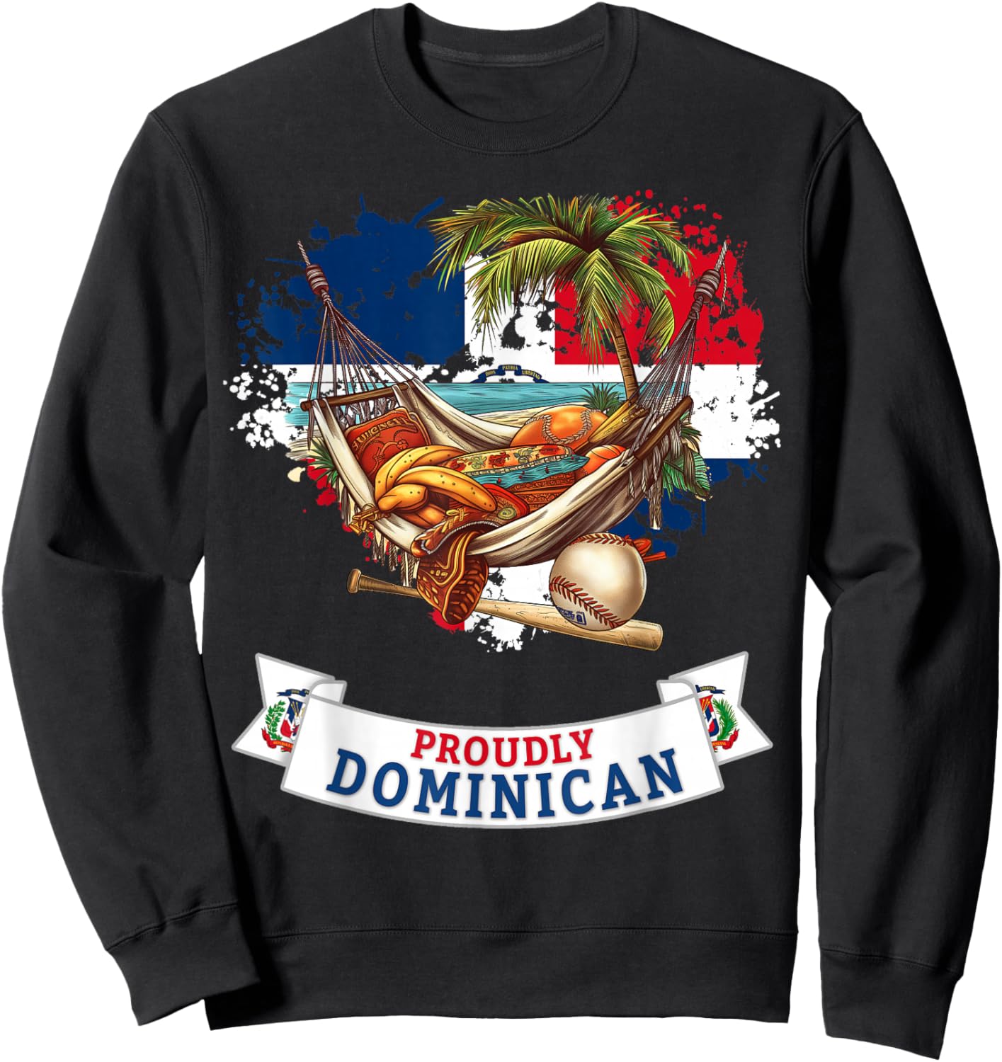 Coat of Arms Republica Dominicana For Kids & Dominican Flag Sweatshirt - Sweatshirt | Black