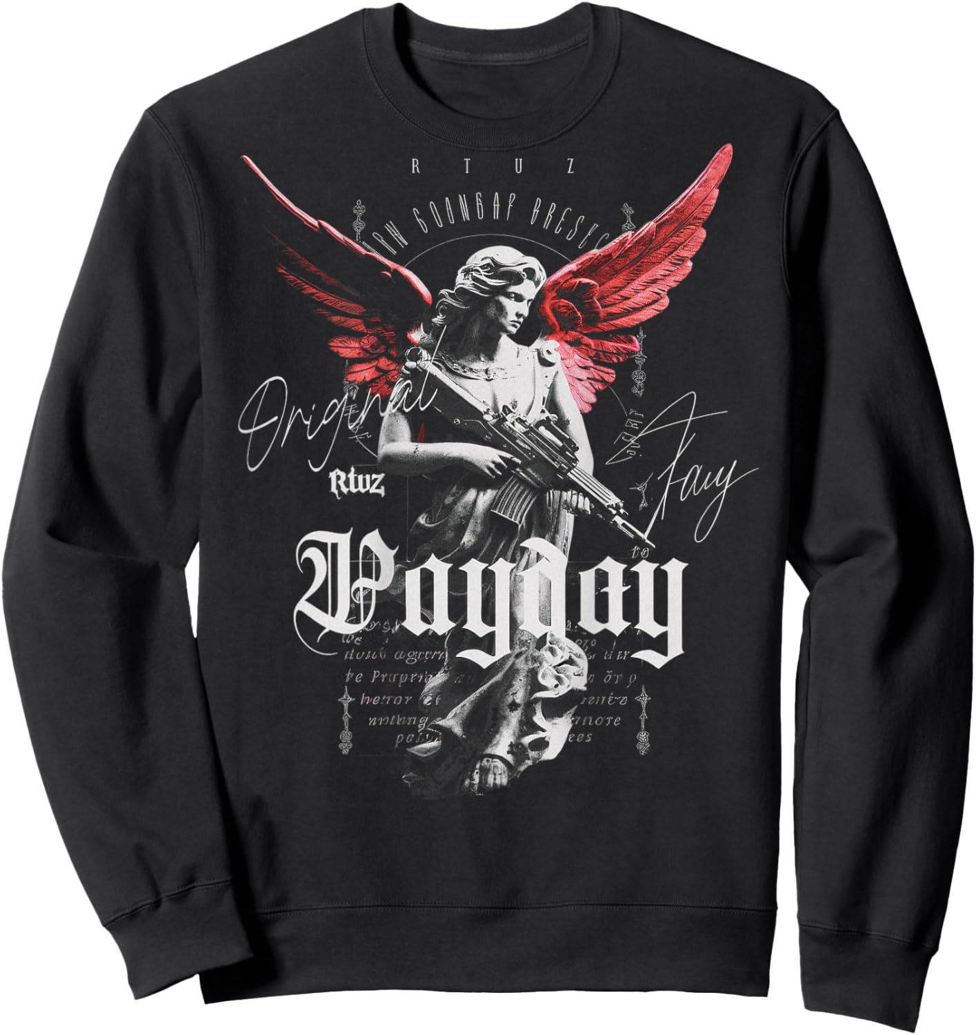 RTUZ Hip Hop Vintage Edgy Urban Y2K Back Print - -Adults-Kids, Black, Small Sweatshirt - Sweatshirt | Black