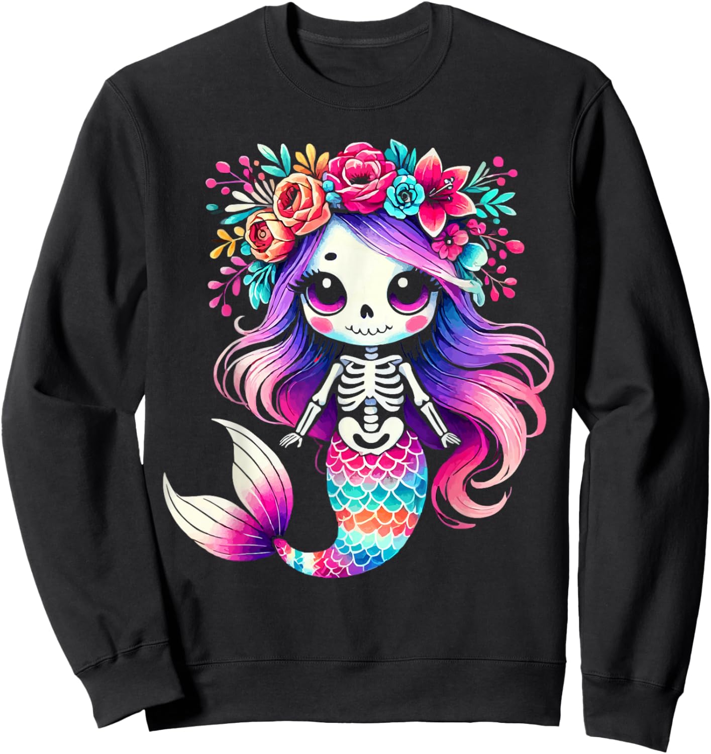 Zombie Mermaid Halloween Costume Spooky Trick Or Treat Sweatshirt - Sweatshirt | Black