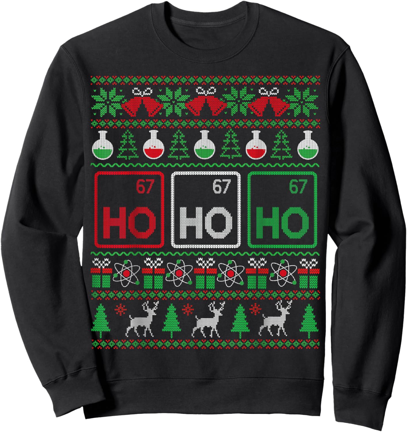Elemental Holmium Christmas Chemistry Ho Ugly Sweater Sweatshirt - Sweatshirt | Black