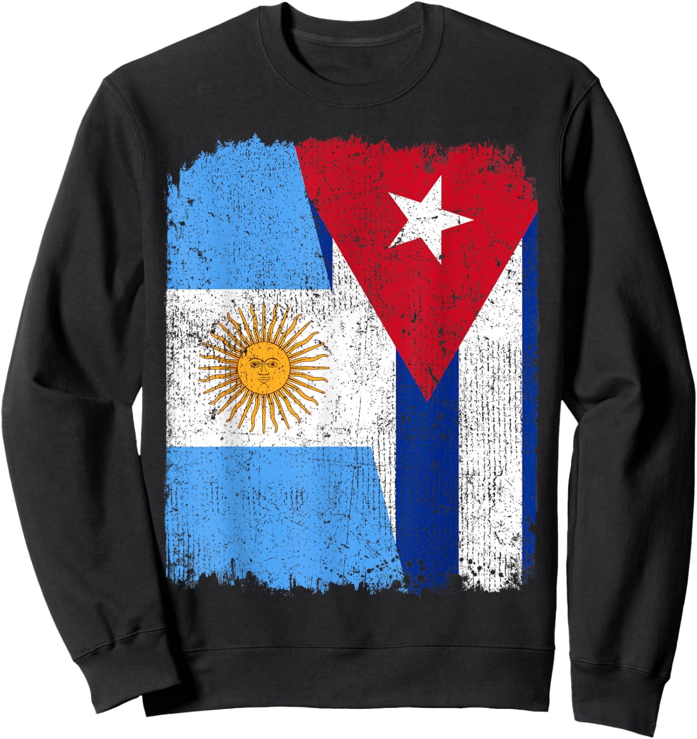 Half Argentinian Half Cuban Flag Heritage Pride Roots Sweatshirt - Sweatshirt | Black