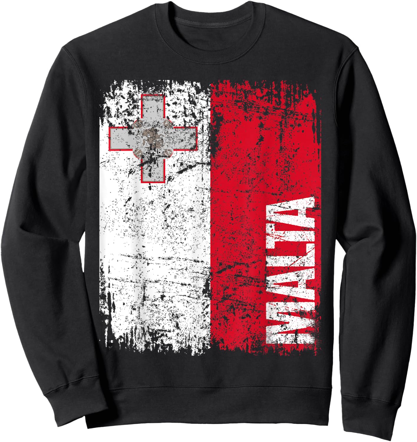 MALTA Flag Vintage Distressed MALTA Sweatshirt - Sweatshirt | Black