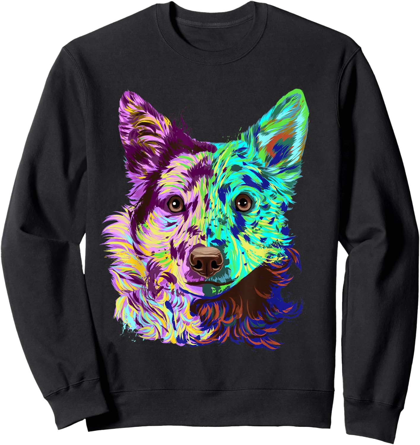 Colourful Splash Dog Mudi Women Girls Kids Sweatshirt - Sweatshirt | Black