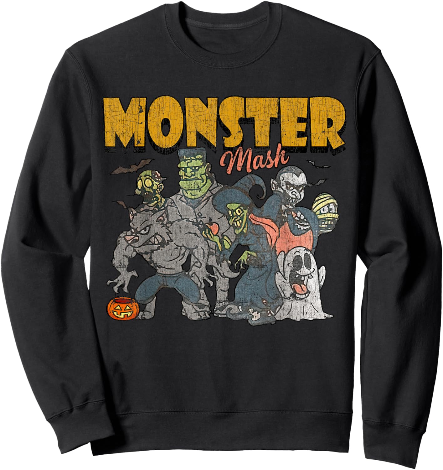 Monster Mash Vintage Ghost Halloween Funny Sweatshirt - Sweatshirt | Black