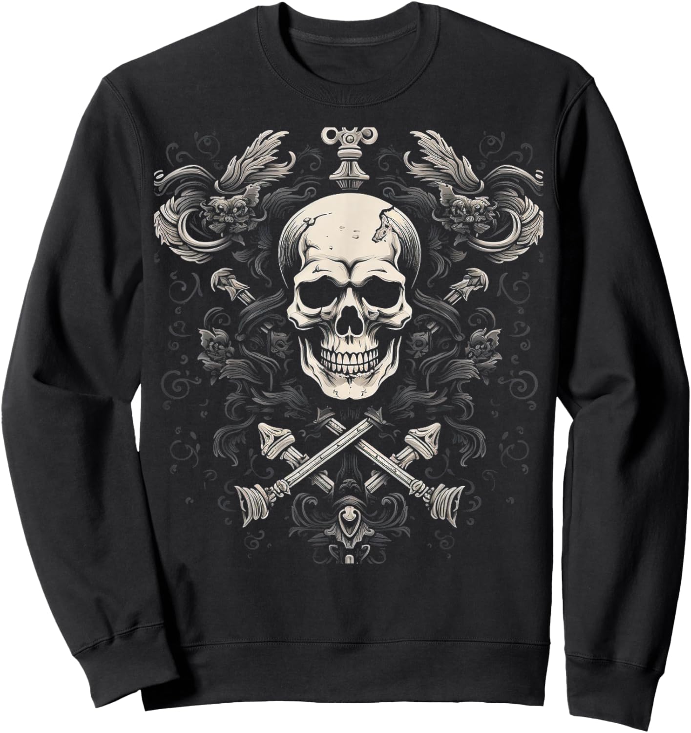 Renaissance Skull | Men Women XS - 6XL | Graphic Sweatshirt - Sweatshirt | Black