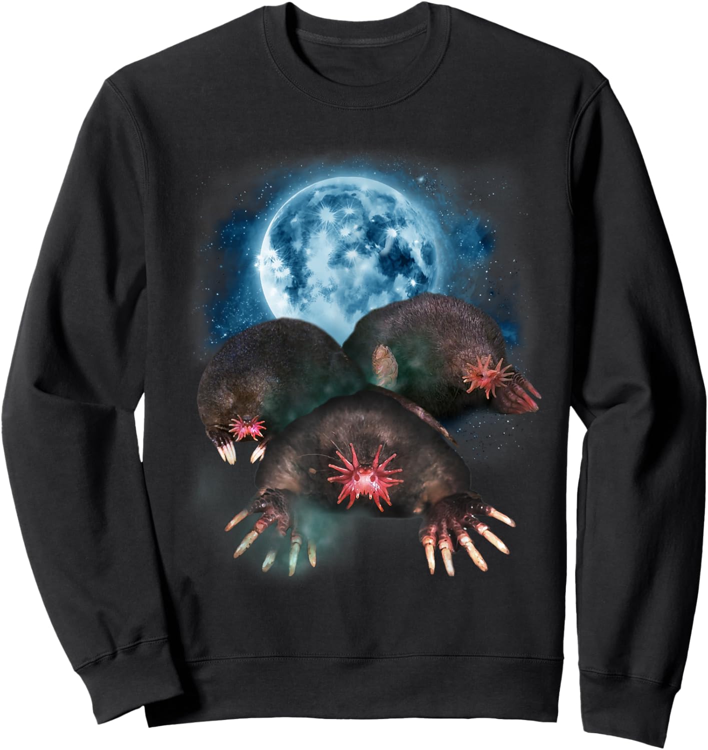 Star Nosed Mole Shirt - Star Nosed Mole Howling at the Moon Sweatshirt - Sweatshirt | Black