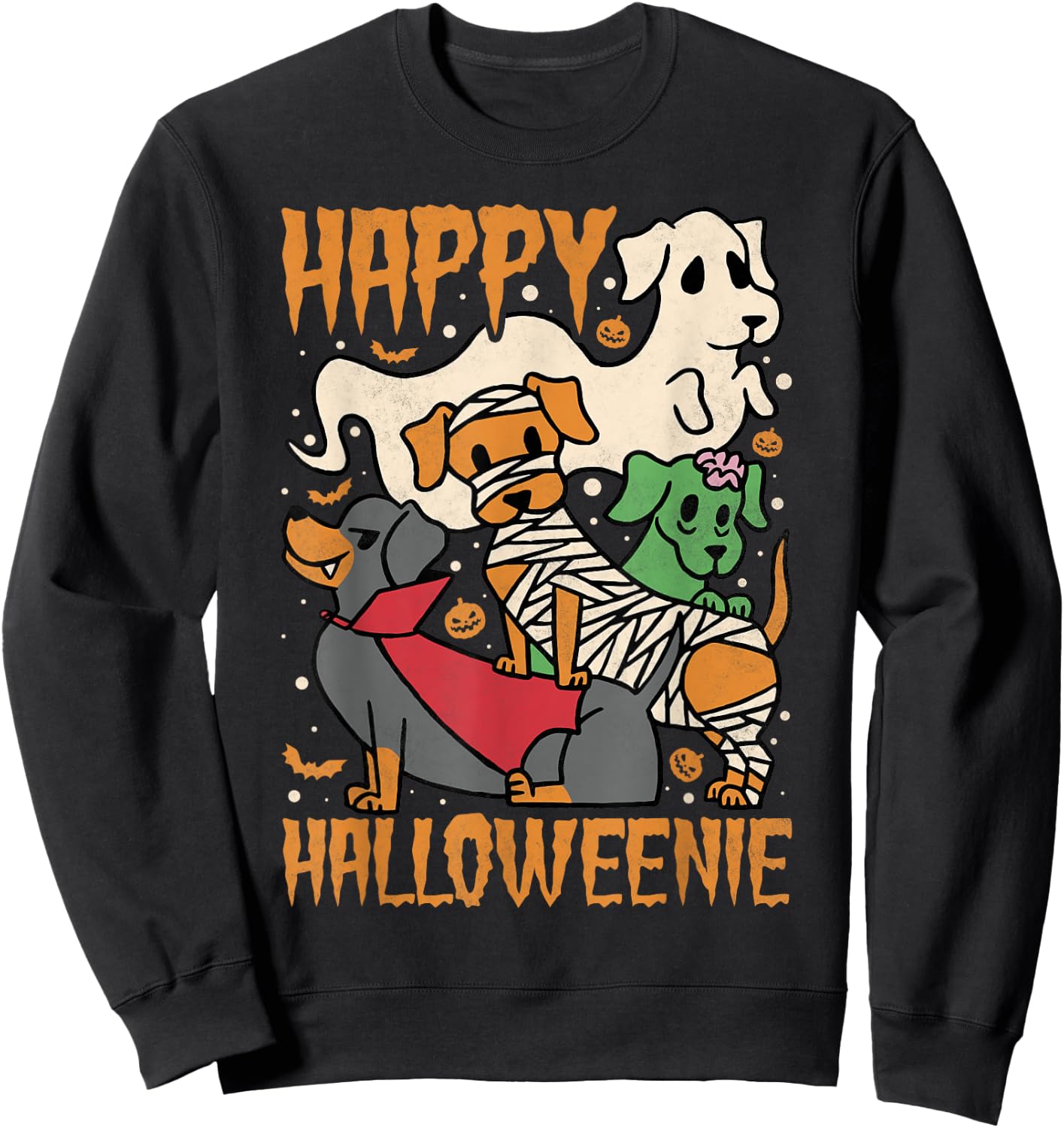Happy Halloweenie, Halloween Dachshund Sweatshirt - Sweatshirt | Black