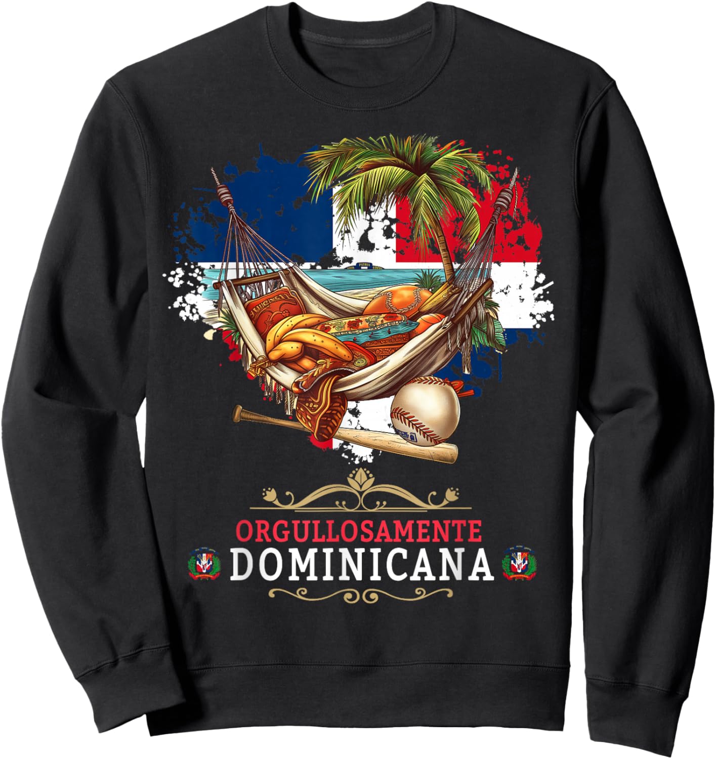 Coat of Arms Republica Dominicana For Kids & Dominican Flag Sweatshirt - Sweatshirt | Black