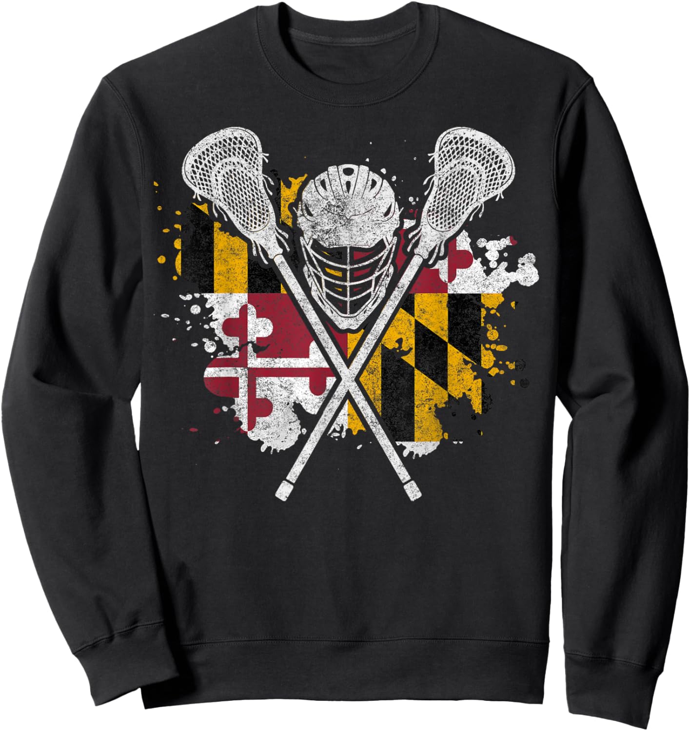 Maryland Lacrosse Lover Maryland Flag Family Vacation Sweatshirt - Sweatshirt | Black