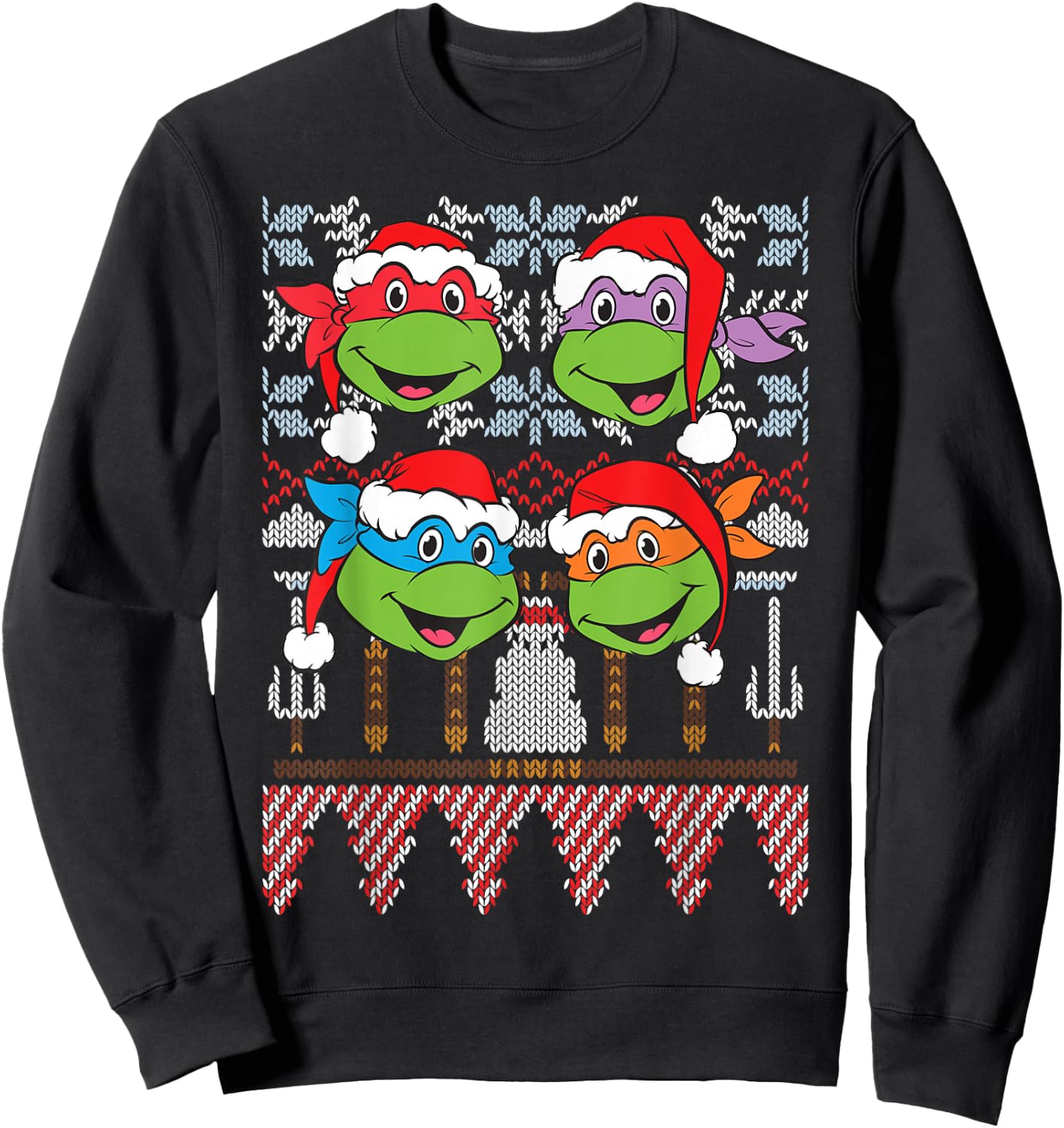 TMNT Ugly Xmas Sweaters All Turtles Sweatshirt - Sweatshirt | Black