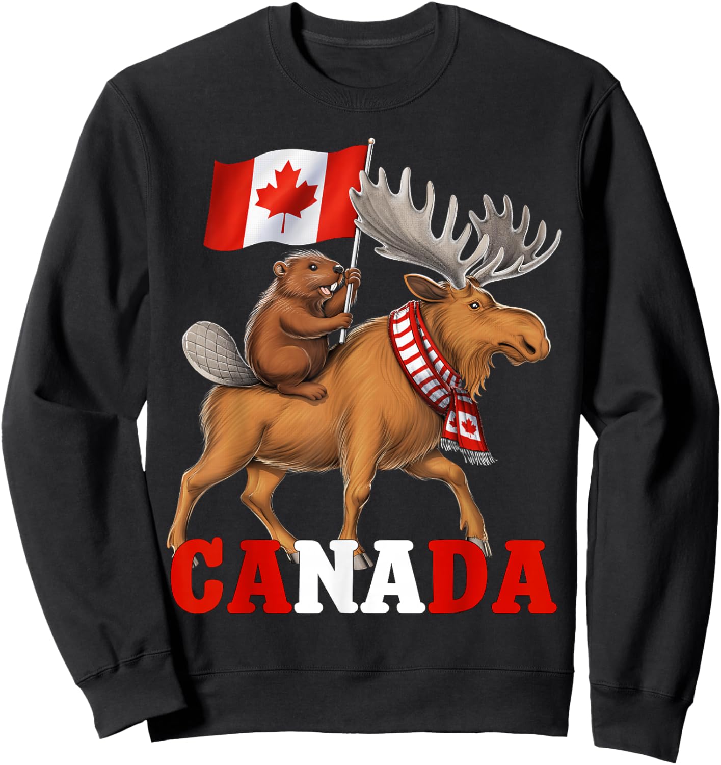 Kanada Biber Elch Kanadische Flagge Stolzer Kanadier Sweatshirt - Sweatshirt | Black