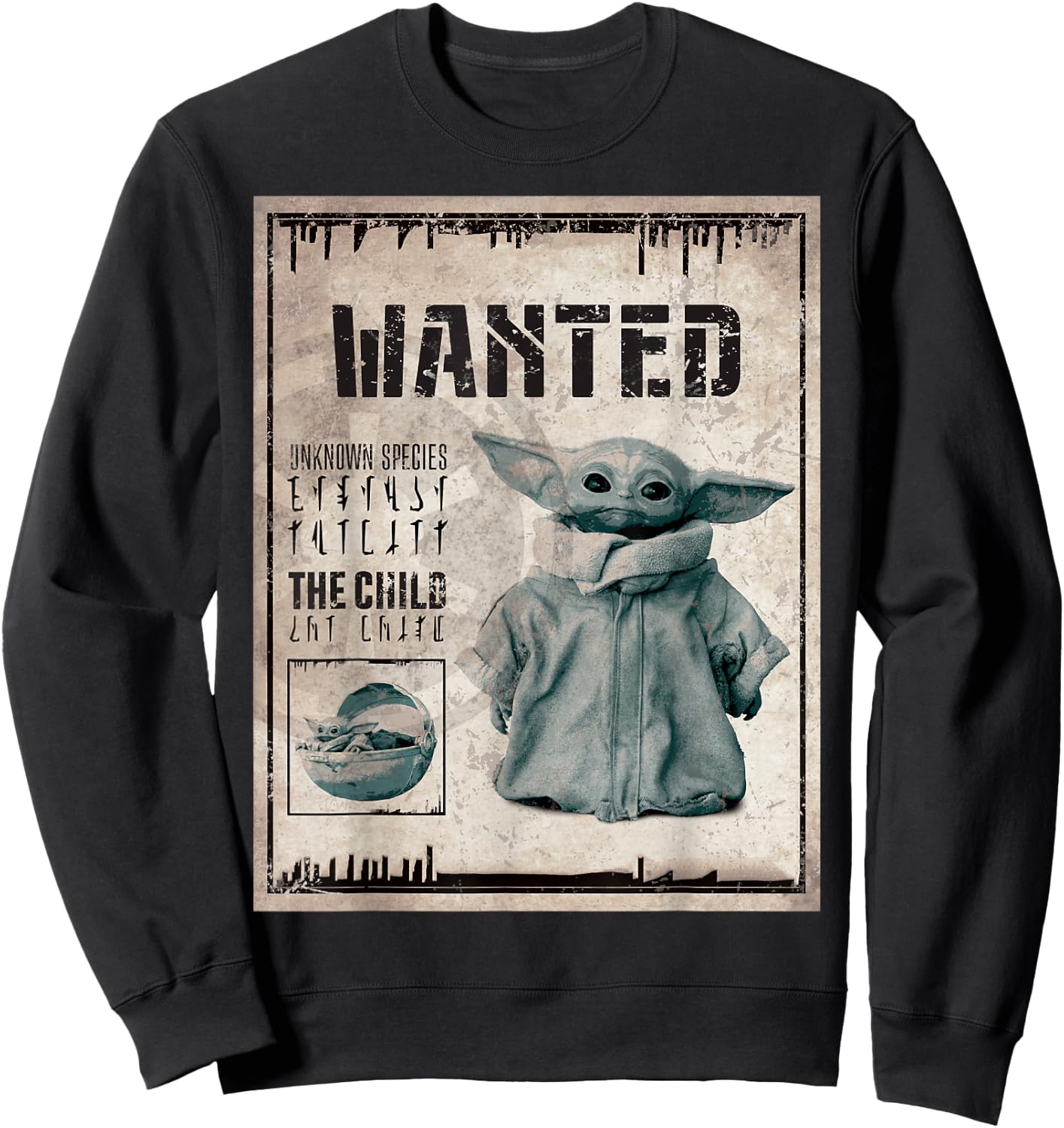 Star Wars The Mandalorian The Child Wanted Poster Sweatshirt - Sweatshirt | Black