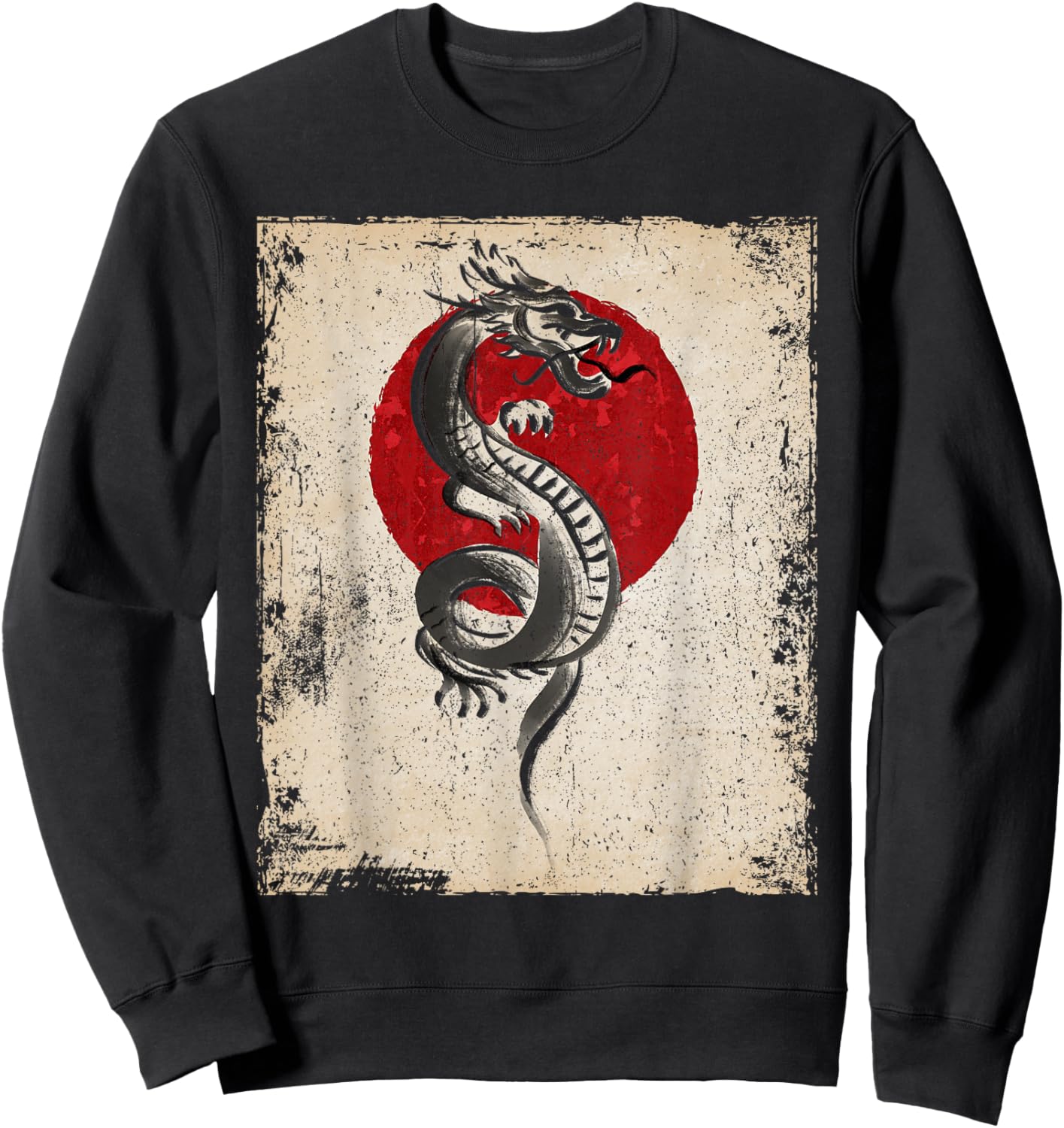 Japan dragon artwork Japanese Art Retro Sweatshirt - Sweatshirt | Black