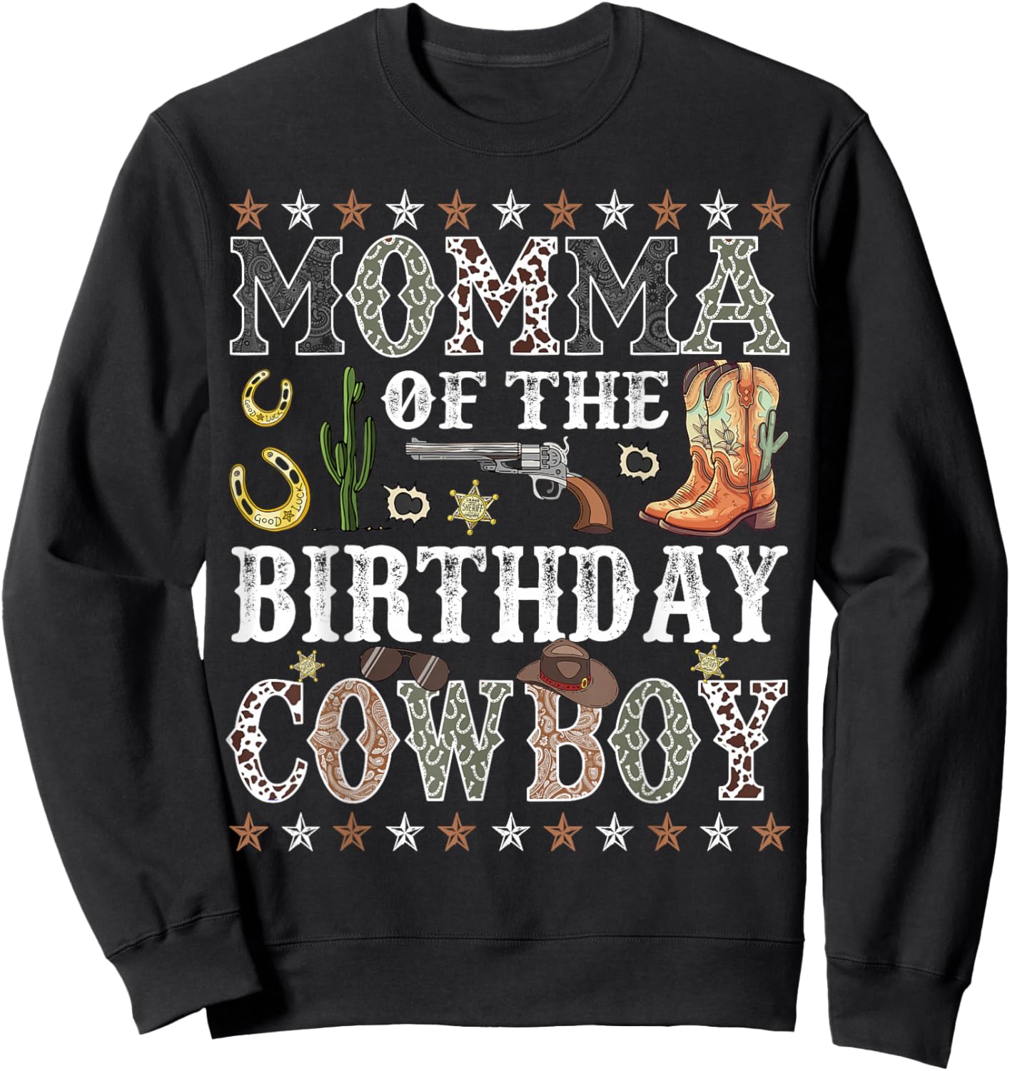 Momma Of The Birthday Cowboy Rodeo Momma Sweatshirt - Sweatshirt | Black