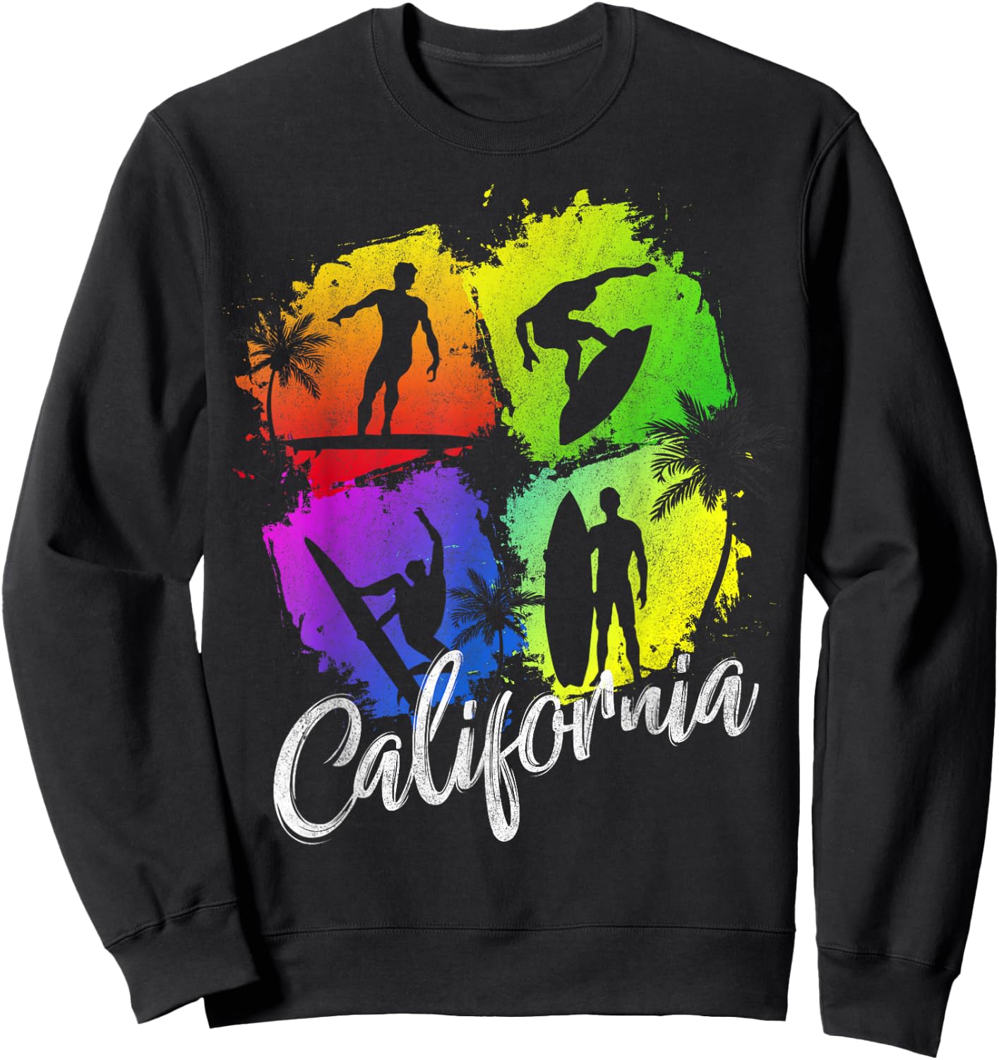 California Beach Surfing Wavesurfing Surfer Sweatshirt - Sweatshirt | Black