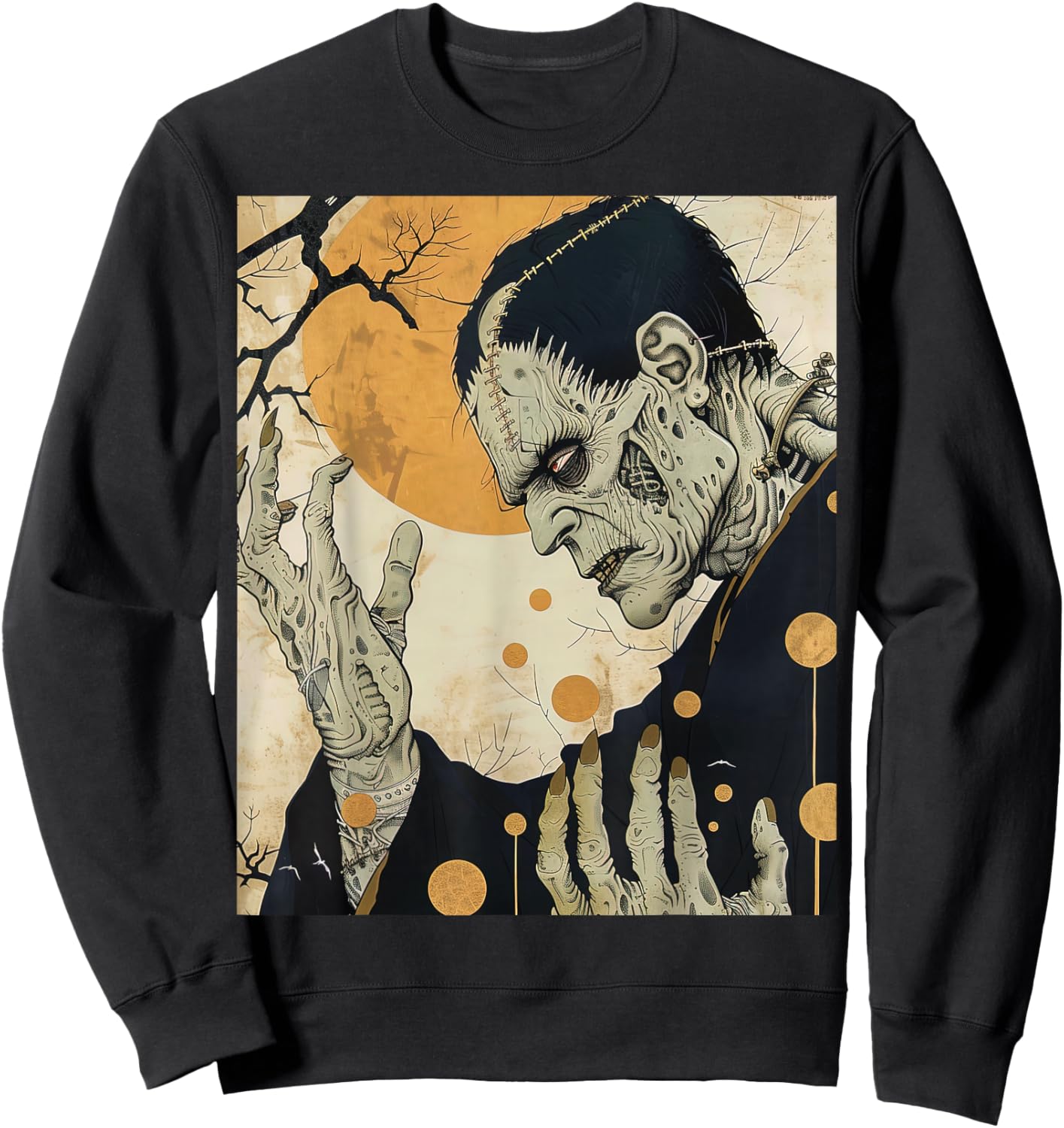Frankenstein Horror Halloween Retro Vintage Sweatshirt - Sweatshirt | Black