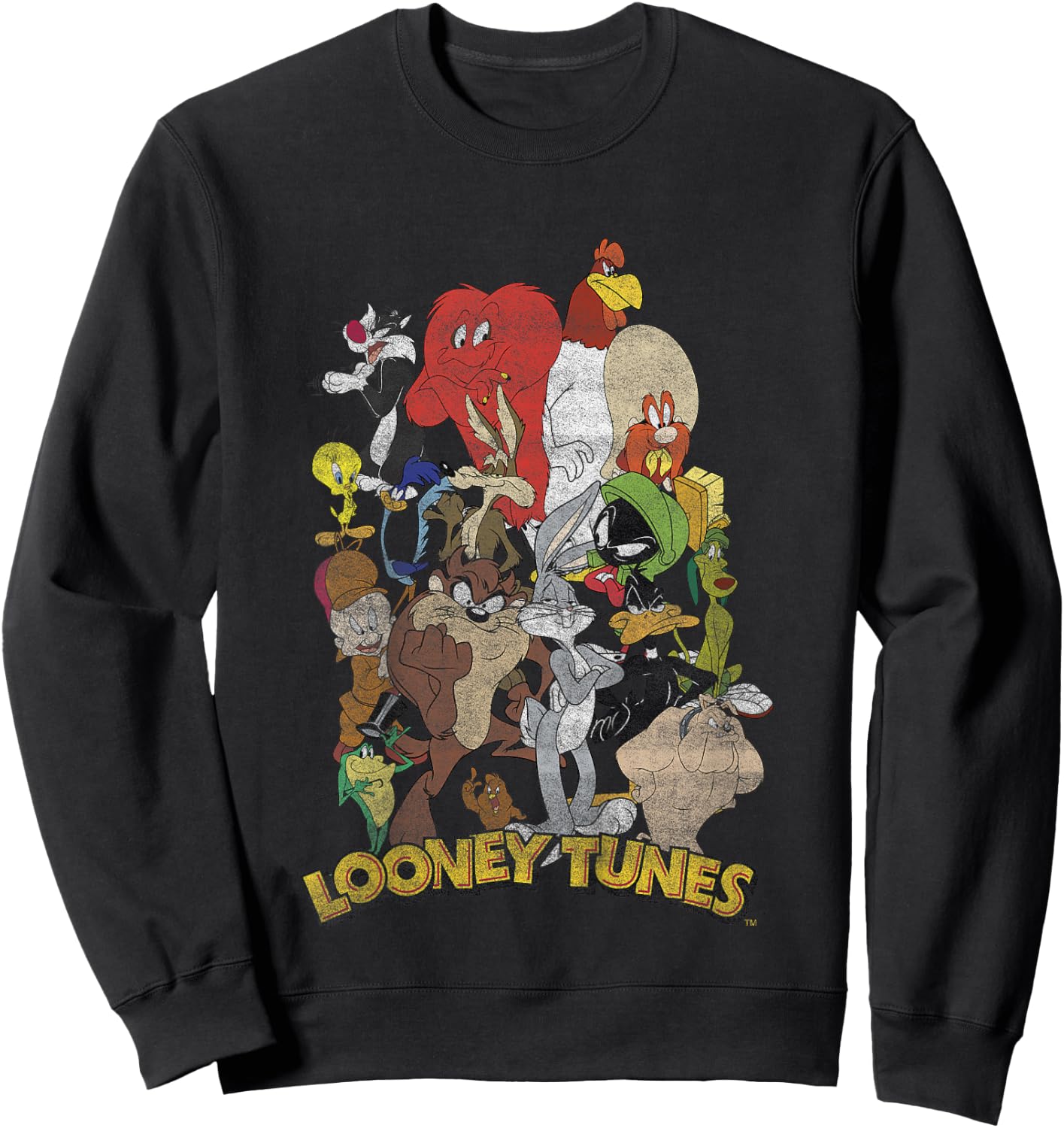 Kids Looney Tunes Group Shot Character Stack Sweatshirt - Sweatshirt | Black