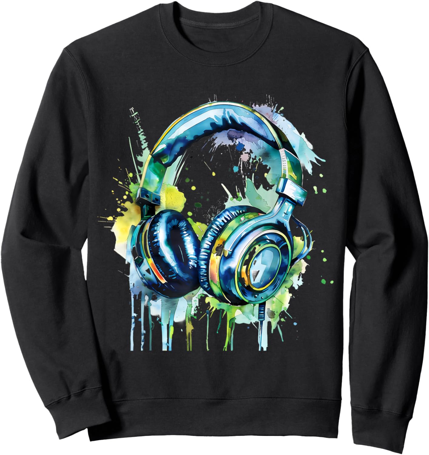 Headphones Music DJ Music Lover Music Headphones Splash EDM Sweatshirt - Sweatshirt | Black