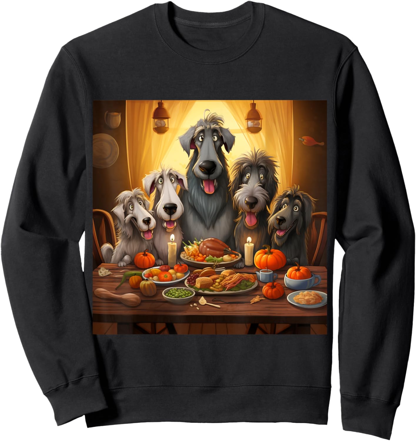 Thanksgiving Irish Wolfhound - Irish Wolfhound Thanksgiving Sweatshirt - Sweatshirt | Black