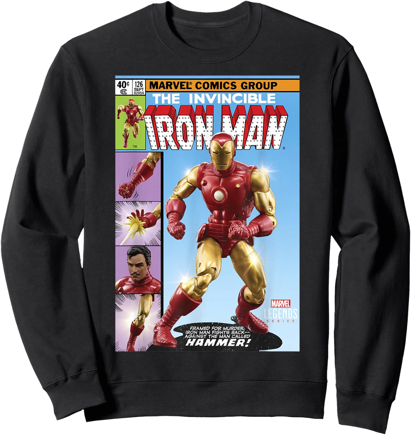 Marvel Legends Series The Invincible Iron Man Comic Cover Sweatshirt - Sweatshirt | Black