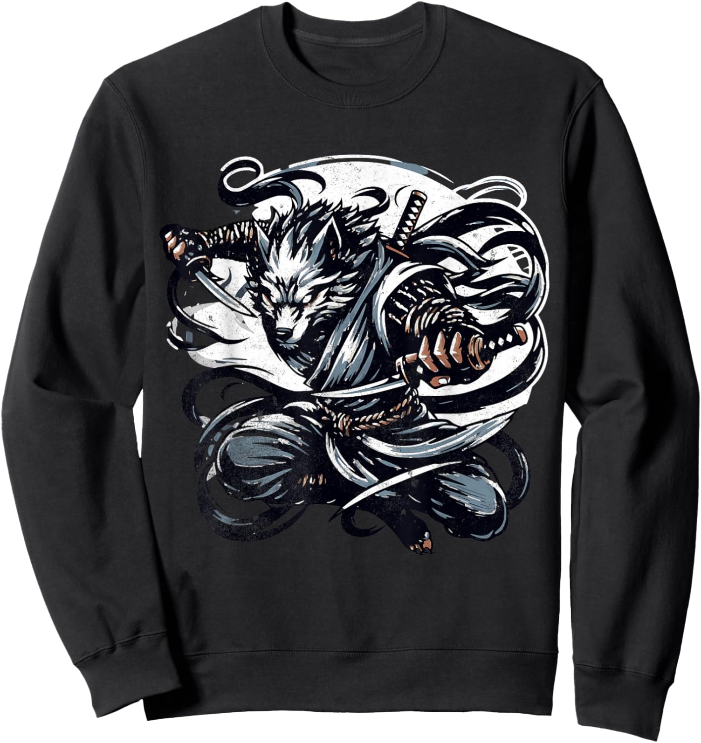 Werewolf Ninja Mystique Mythical Wolf Ninja Anime Sweatshirt - Sweatshirt | Black