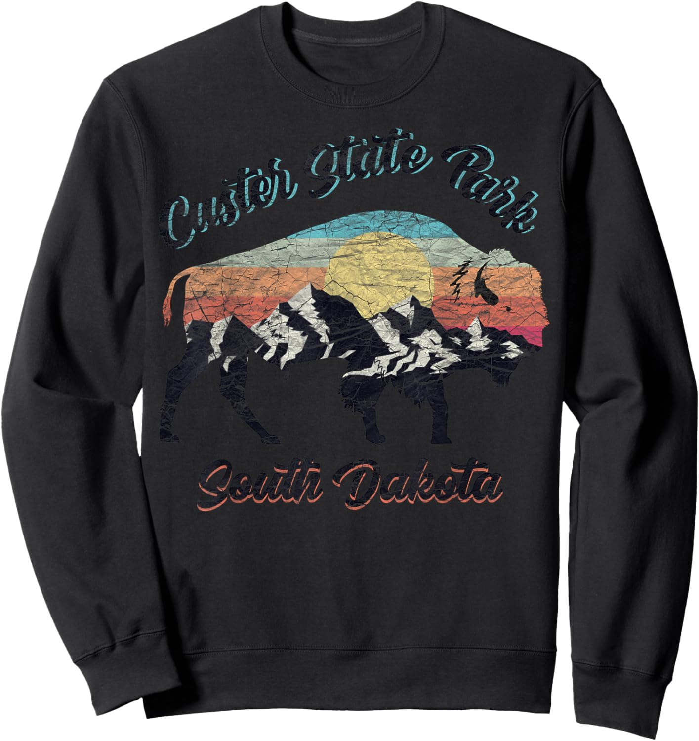 Custer State Park Buffalo South Dakota The Mount Rushmore Sweatshirt - Sweatshirt | Black