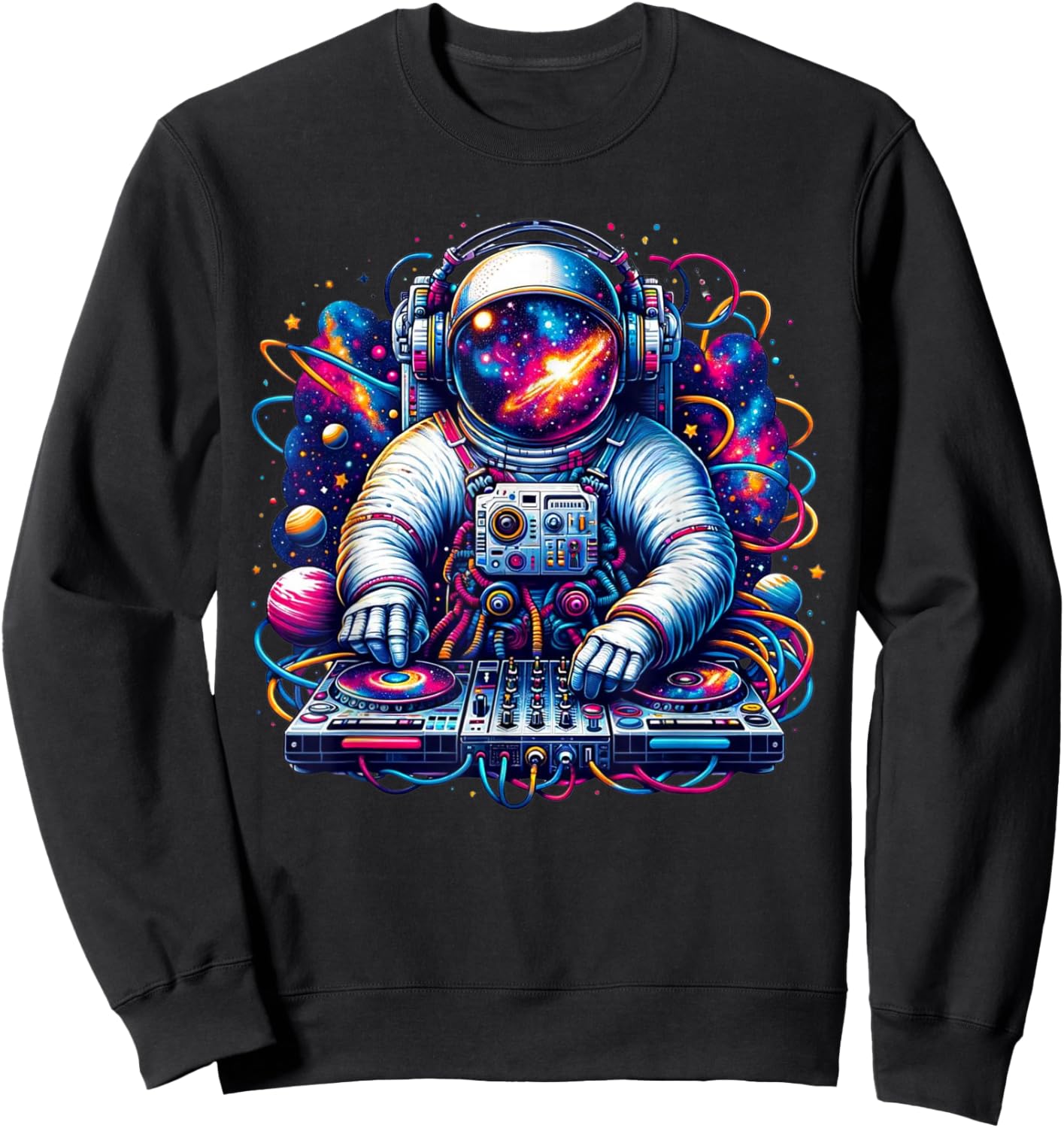 Funny Astronaut DJ Electronic Music Galaxy Outer Space Sweatshirt - Sweatshirt | Black