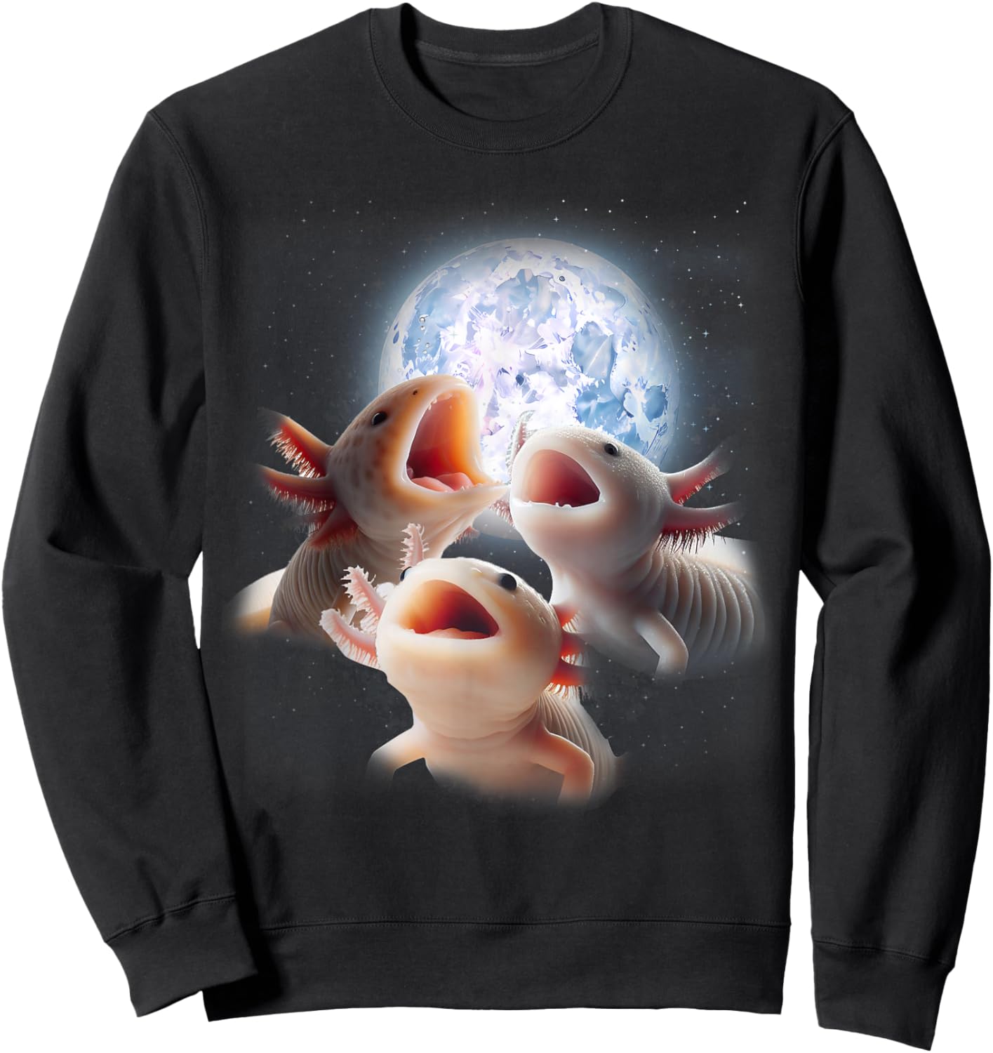 3 Axolotls Howling At The Moon Funny Axolotl Lover Kids Boy Sweatshirt - Sweatshirt | Black