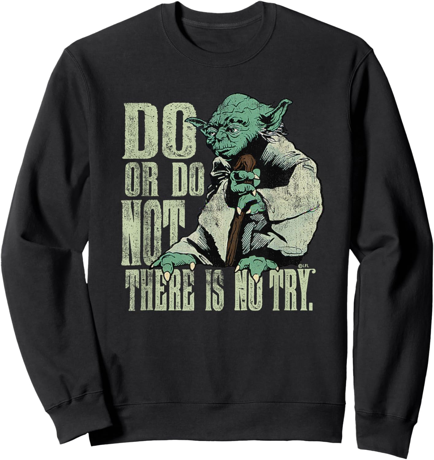 Star Wars Yoda Do or Do Not There is No Try Vintage Style Sweatshirt - Sweatshirt | Black