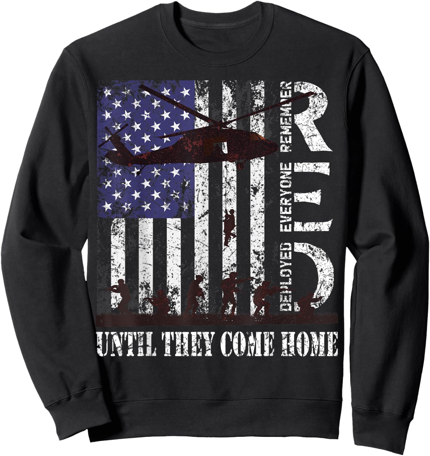 RED Friday Remember Everyone Deployed US Flag Army Vintage Sweatshirt - Sweatshirt | Black