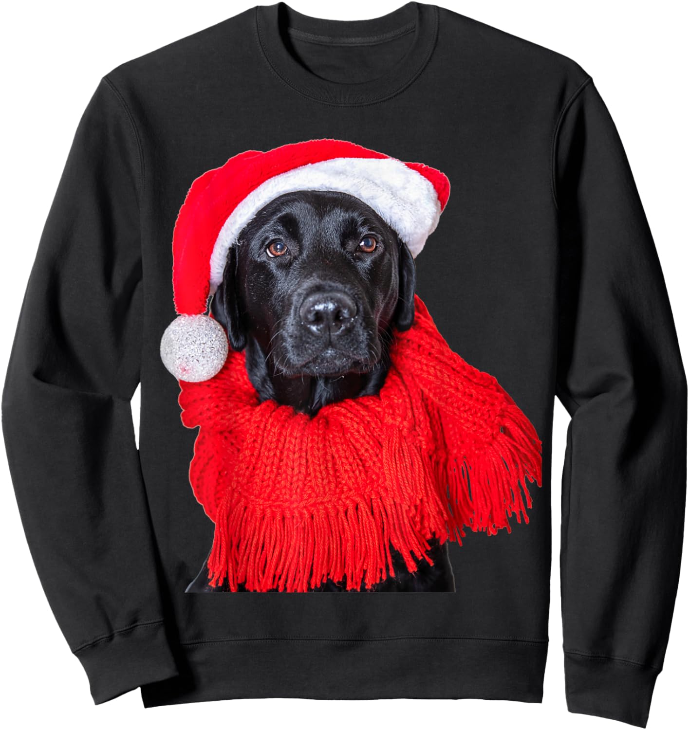 Black Lab Santa Hat Image Christmas Dog Labrador Retriever Men Women Kids Sweatshirt - Sweatshirt | Black