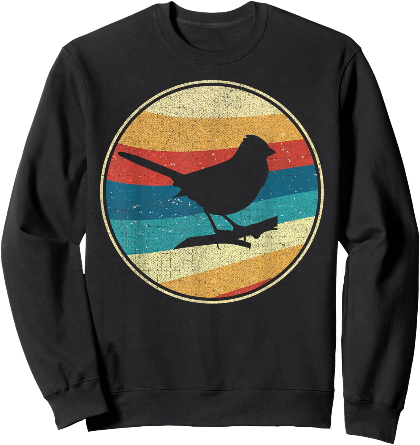 Vintage Eastern Towhee 80s 90s Retro Distressed Bird Nerds Sweatshirt - Sweatshirt | Black