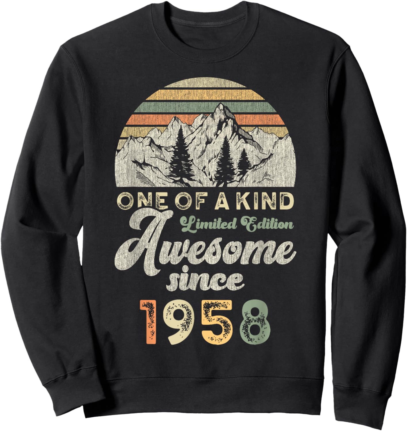 Awesome Since 1958 Birthday 67 Years Mountains Sweatshirt - Sweatshirt | Black