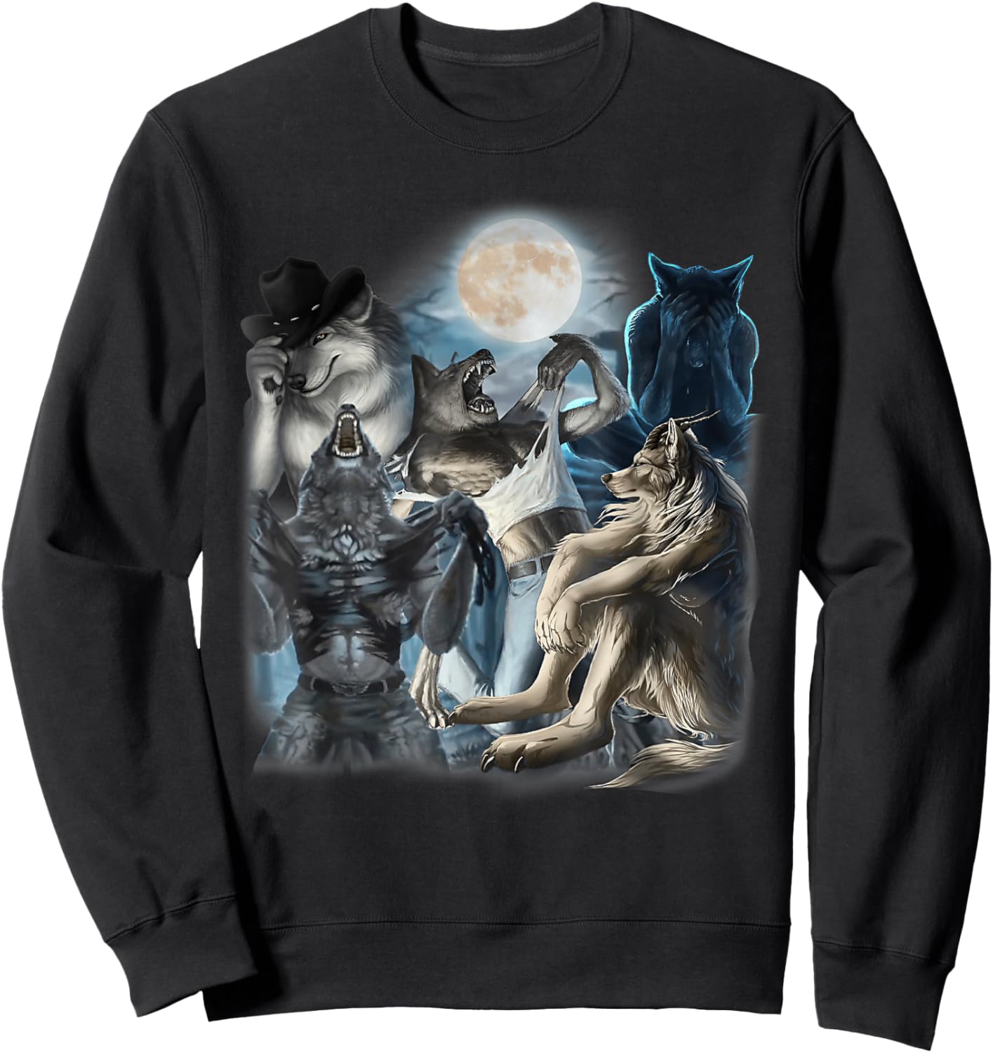 Edgy Wolf Wolves Howling Funny Oddly Specific Dank Meme Sweatshirt - Sweatshirt | Black