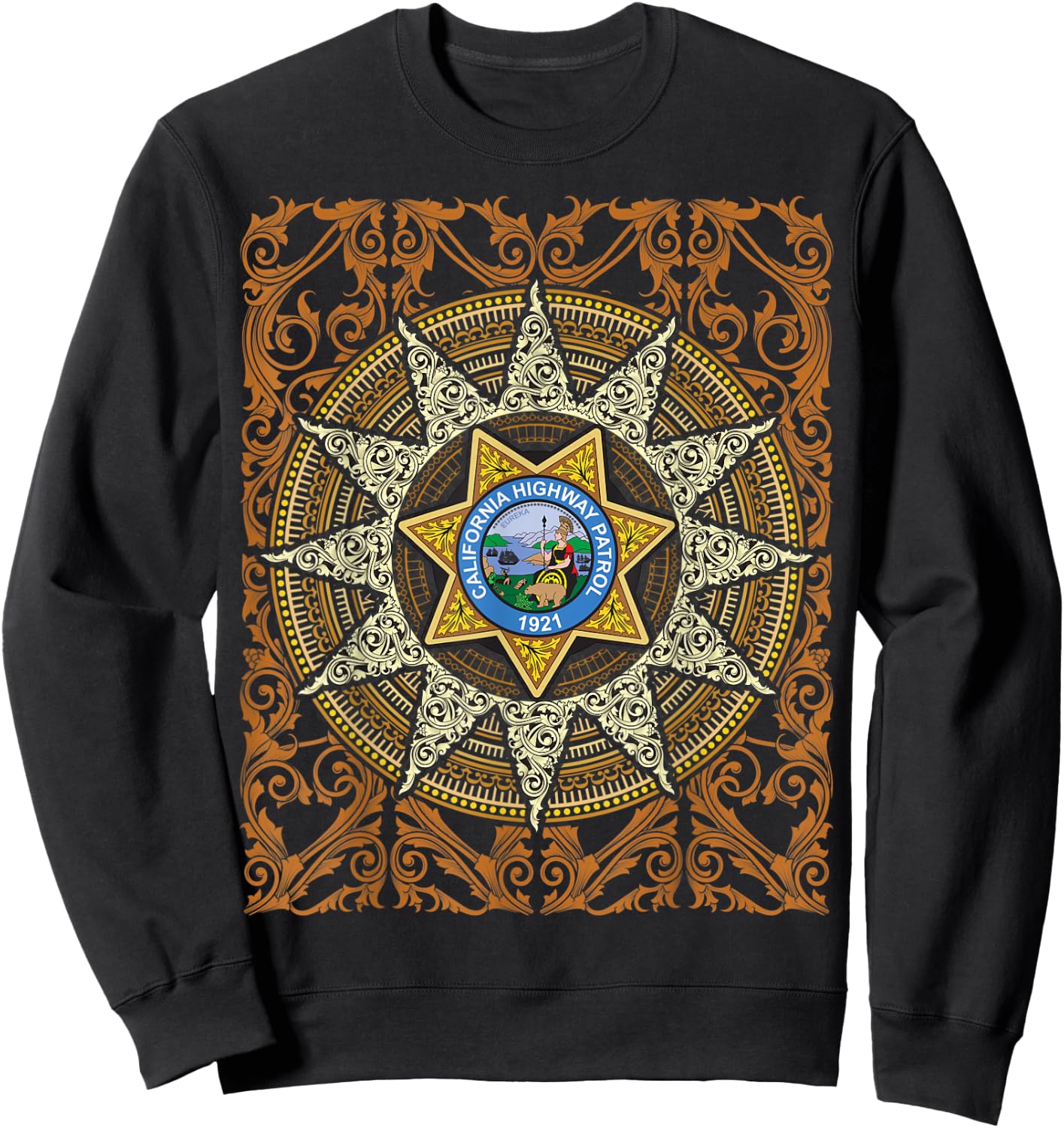 California Highway Patrol Vintage Ornament Sweatshirt - Sweatshirt | Black