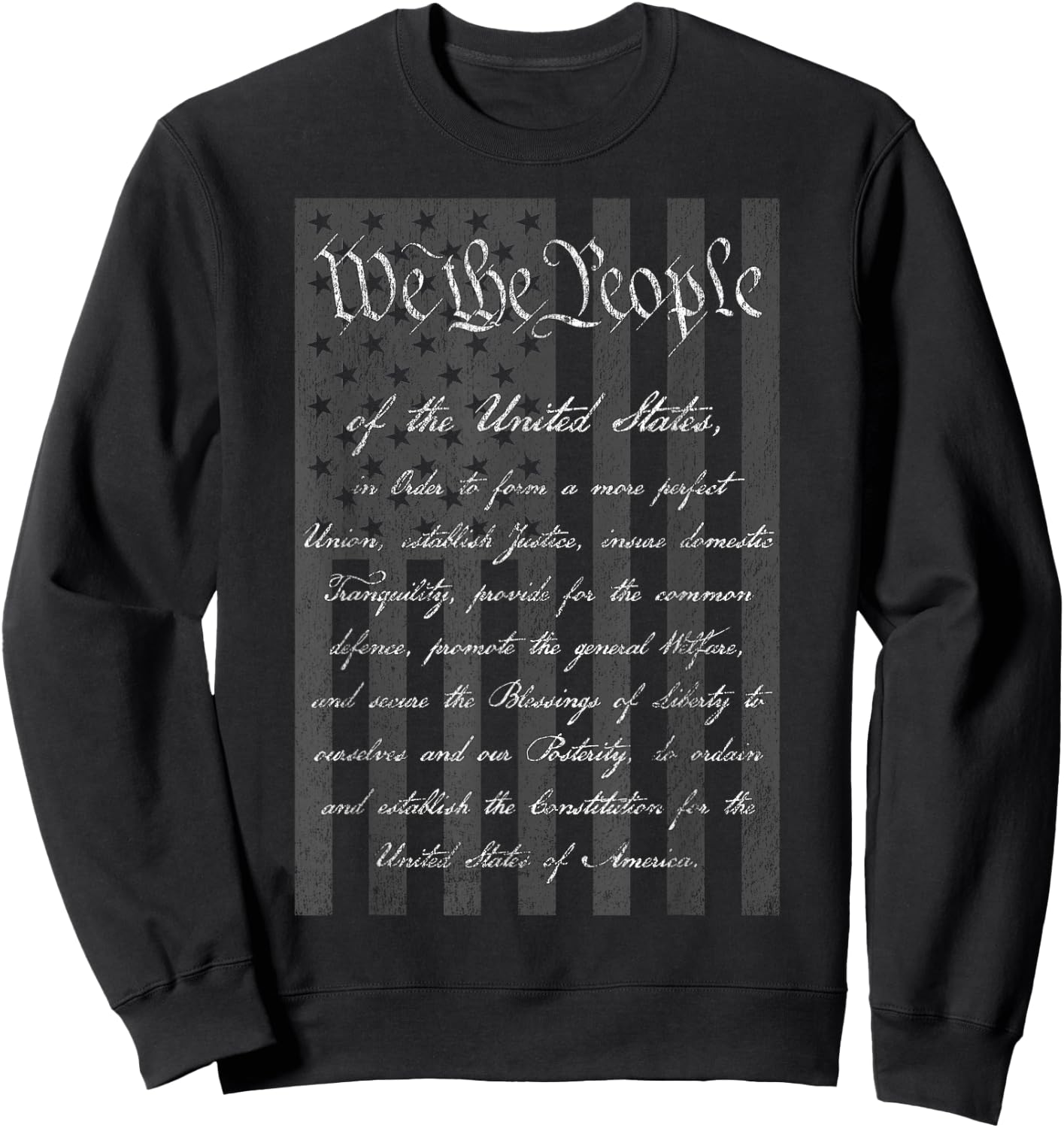 We the People Us Constitution Preamble United States Flag Sweatshirt - Sweatshirt | Black