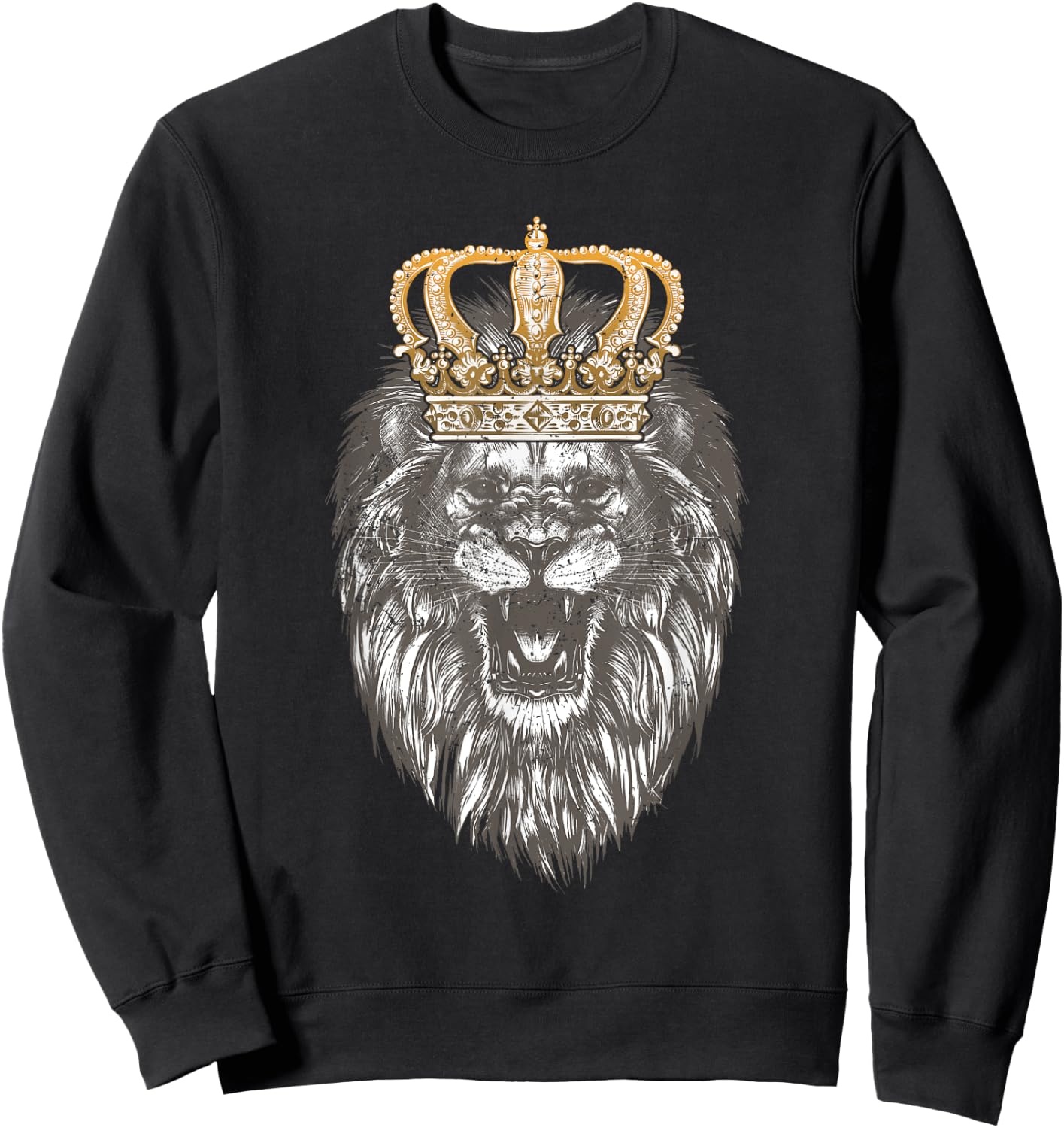 Animal King Portrait Crown Lion Sweatshirt - Sweatshirt | Black