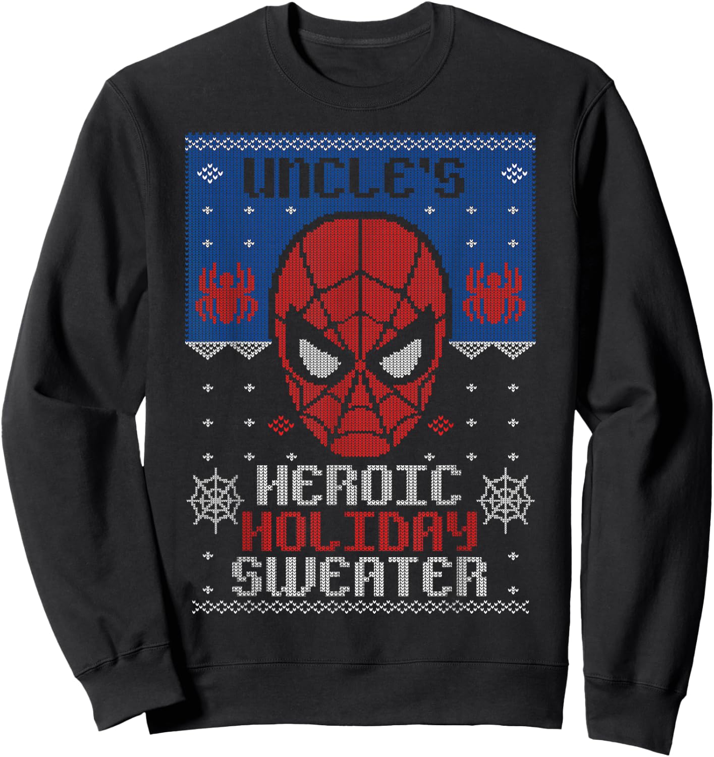 Marvel Spider-Man Uncle's Heroic Holiday Christmas Sweatshirt - Sweatshirt | Black