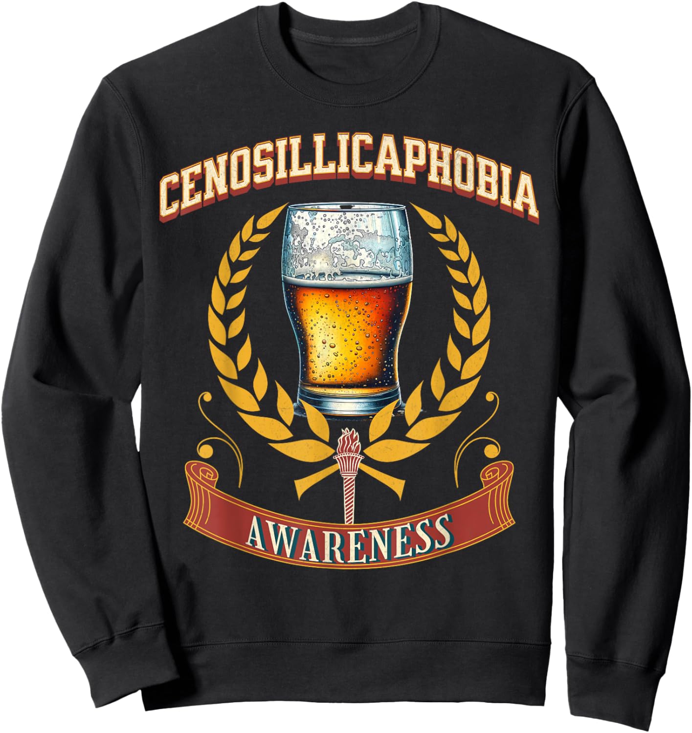 Cenosillicaphobia Alert - Empty Glass Ahead Sweatshirt - Sweatshirt | Black