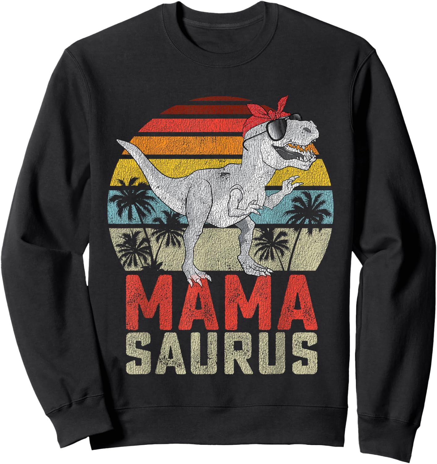 Mamasaurus T Rex Dinosaur Mama Saurus Family Matching Women Sweatshirt - Sweatshirt | Black